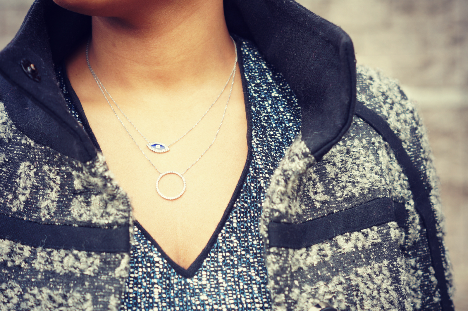 Evil Eye Necklace + Diamond Circle of Love Necklace