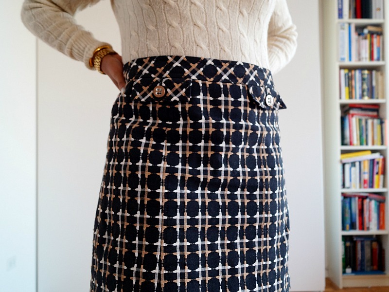 Trina Turk Printed Skirt, Cabled Ralph Lauren Sweater
