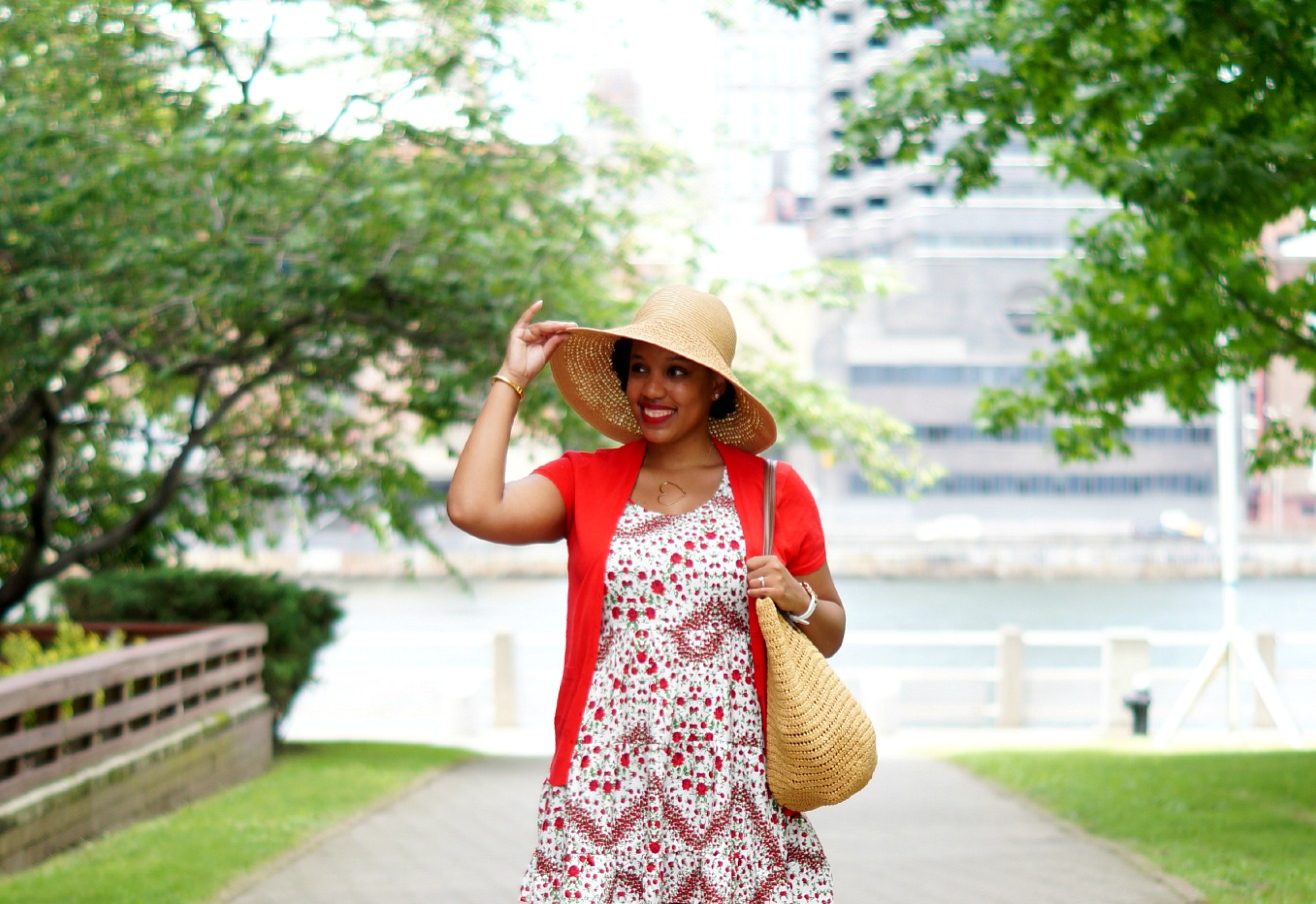 straw hat and straw tote
