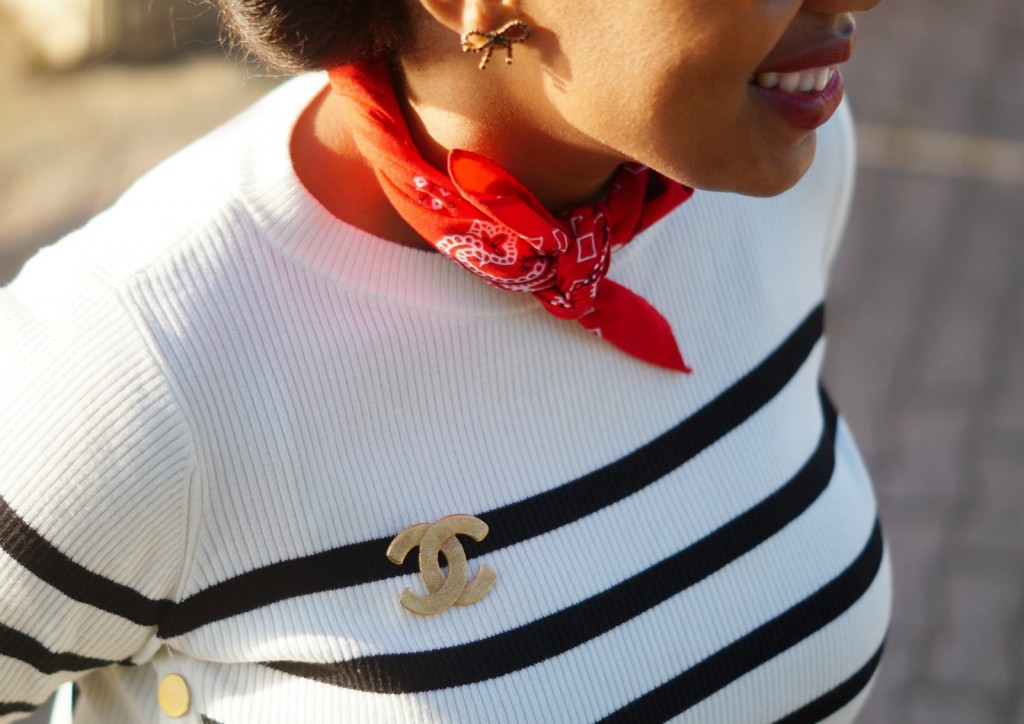 Sailor Striped Sweater + Vintage Chanel Brooch
