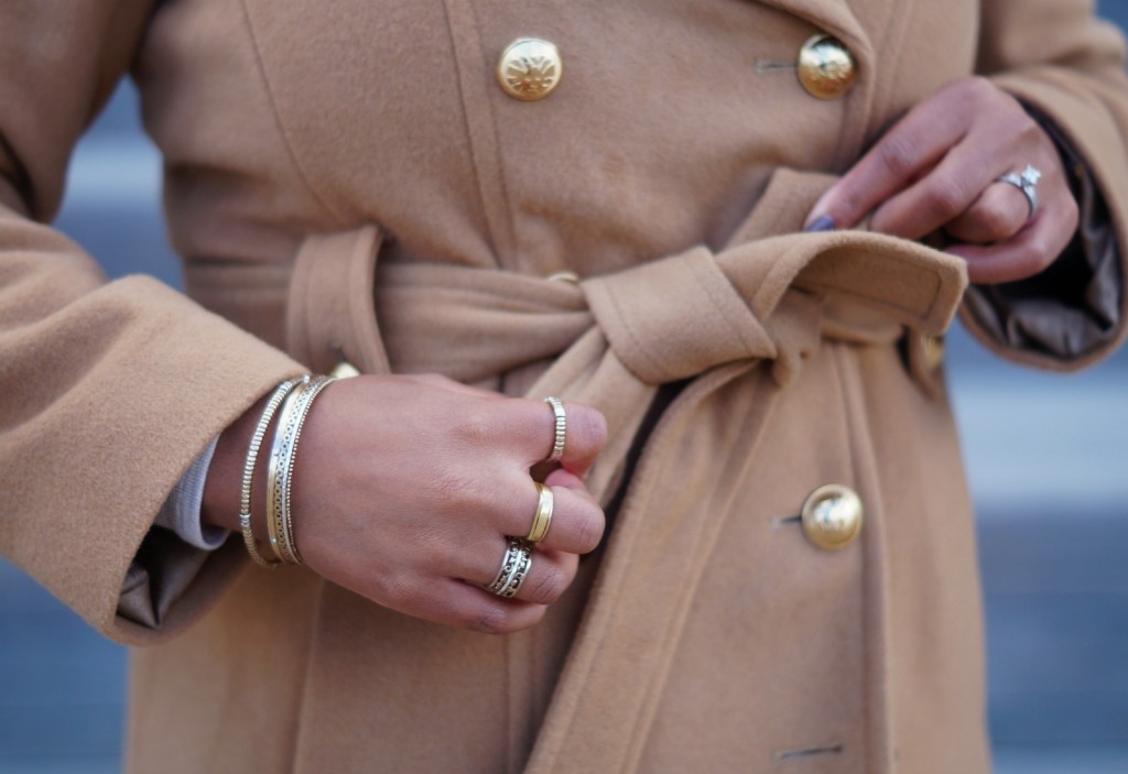 Anne Klein Wool Trench Coat +  Cynthia Gale Jewelry
