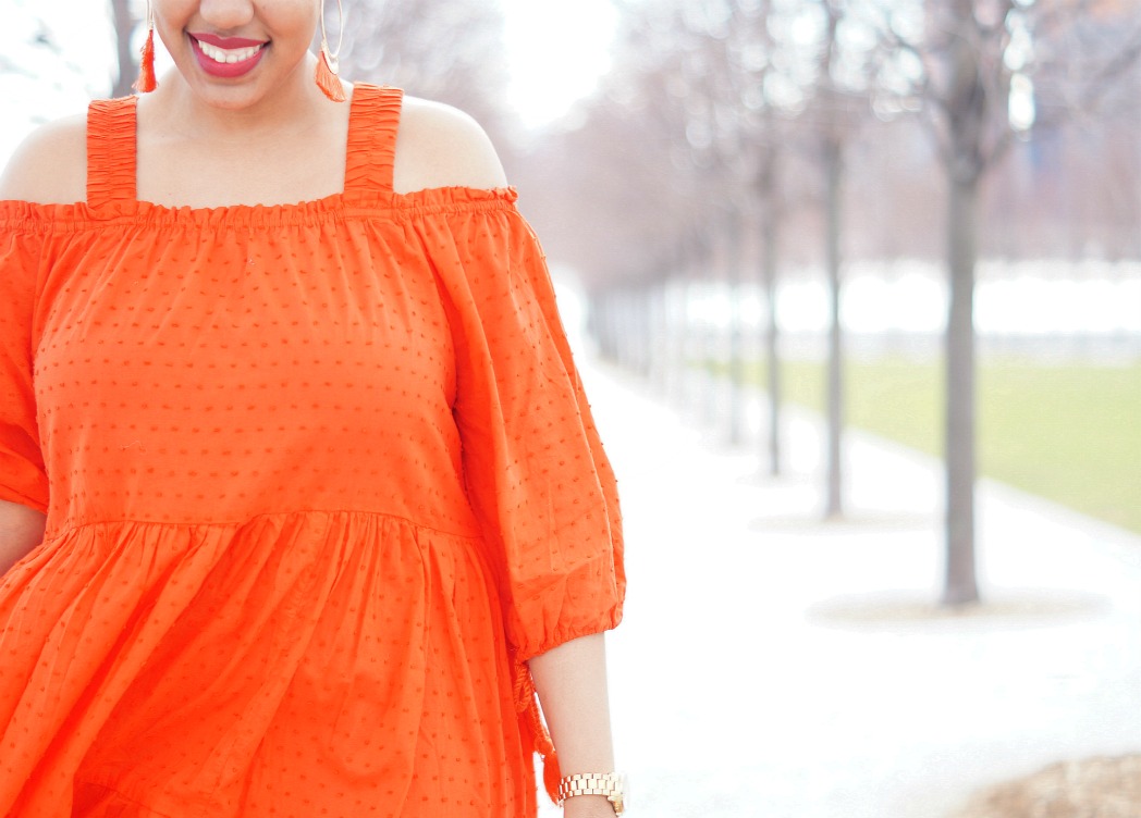 orange-off-the-shoulder-dress-