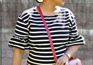 J. Crew Ruffle Sleeve Striped Dress
