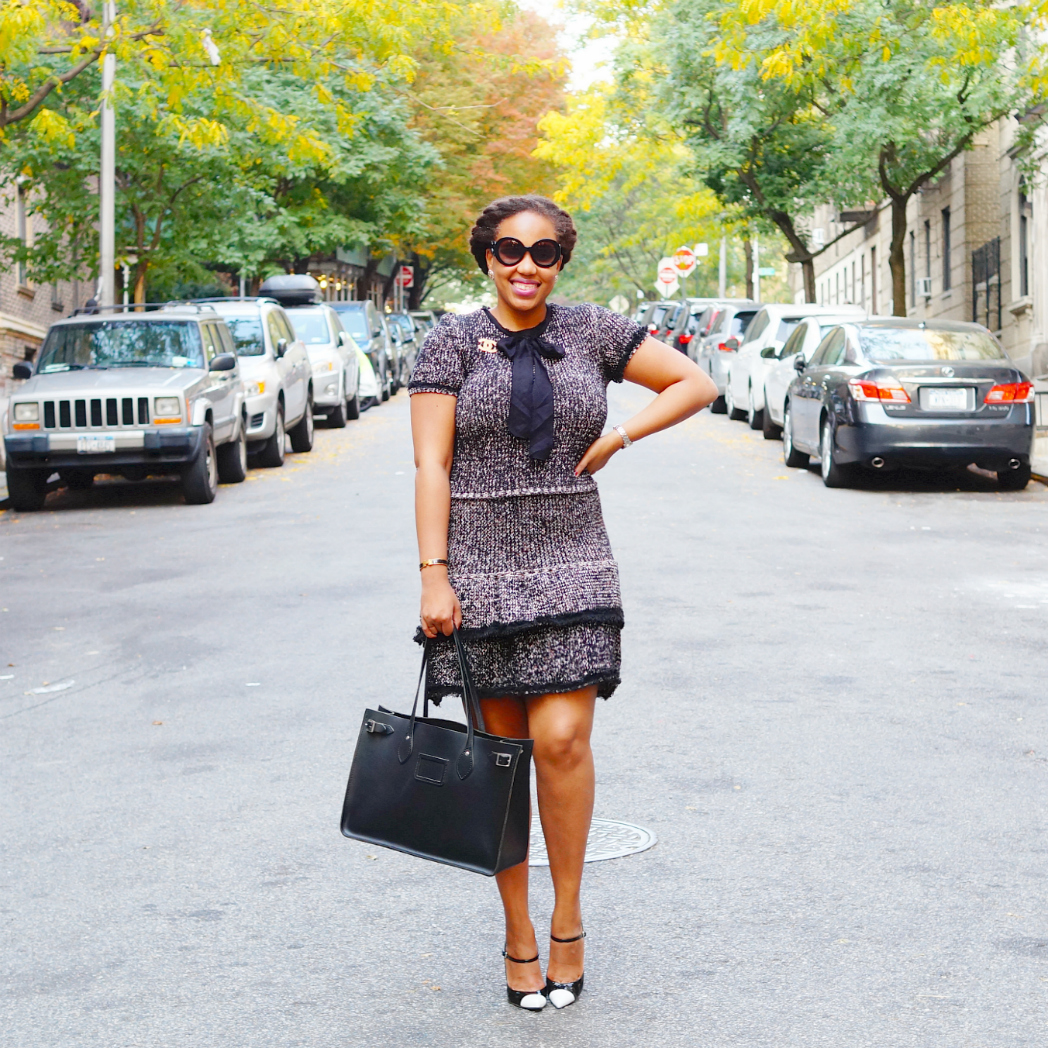 Fall Outfit: Chanel-Inspired Dress from Revolve - Notes From Jo