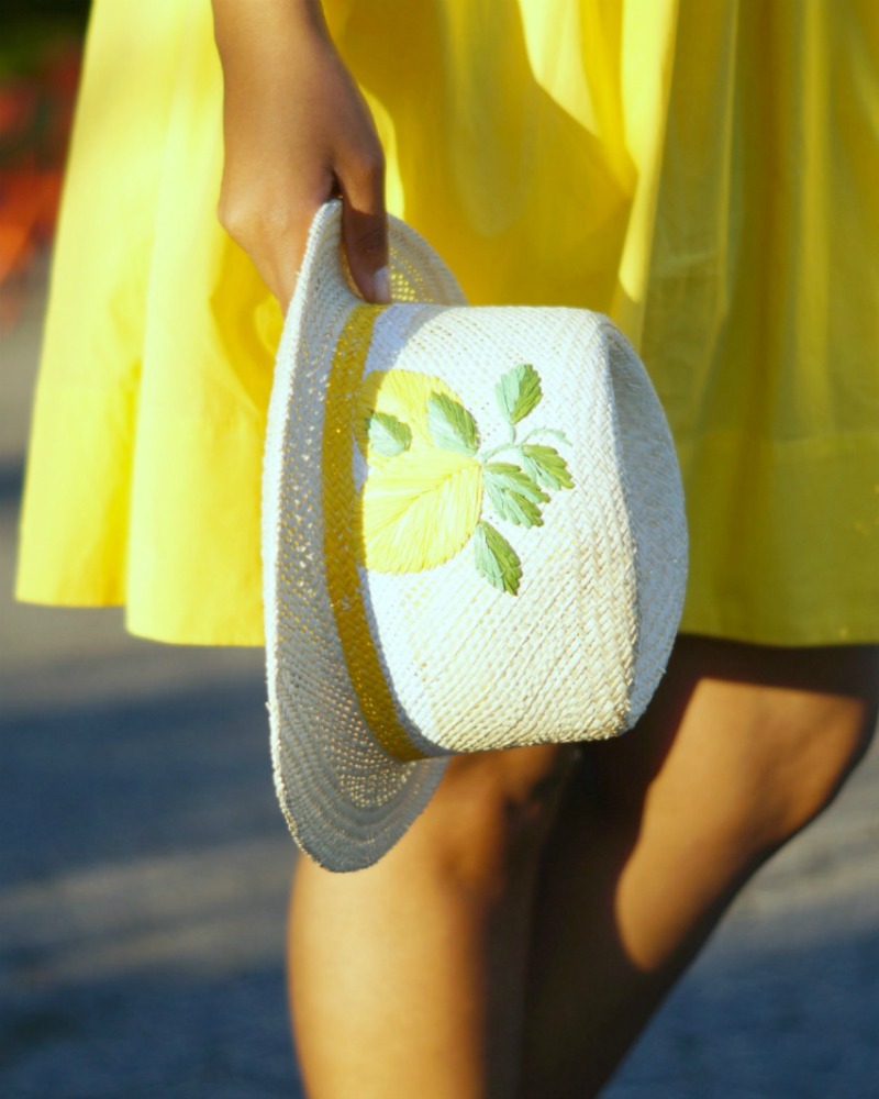 lemon print hat