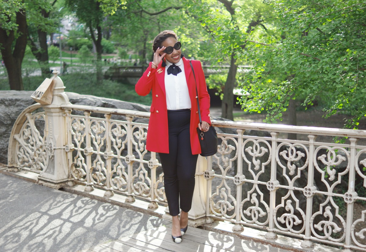 Red Blazer + Chanel Brooch - Closet Confections