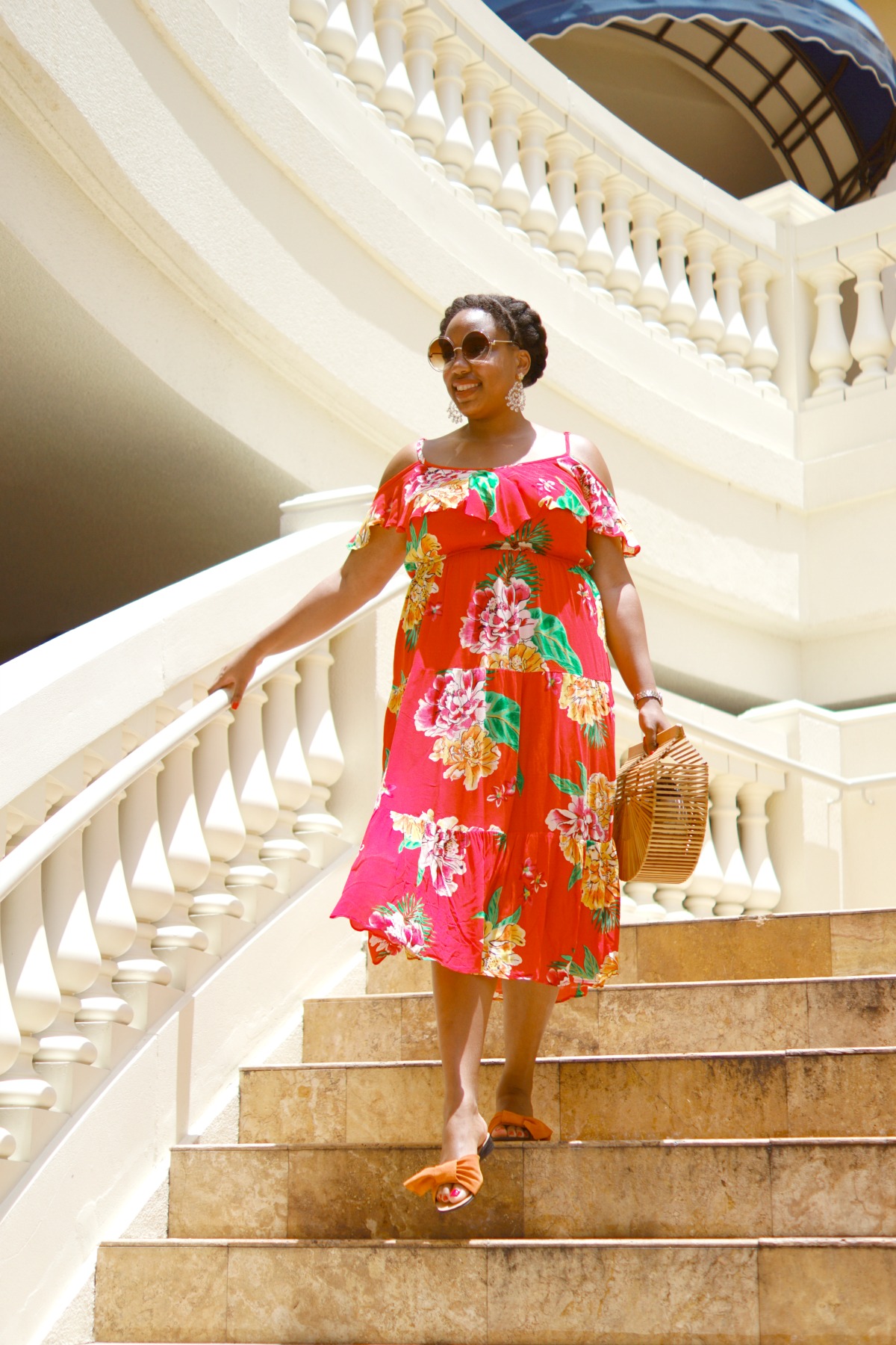Old Navy Cold-Shoulder Dress Trend, nyc fashion blogger, natural hairstyle, cult gaia ark bag